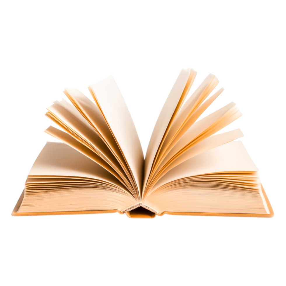 Open Book with Pages Fanned Out Displaying Blank Sheets for Writing png