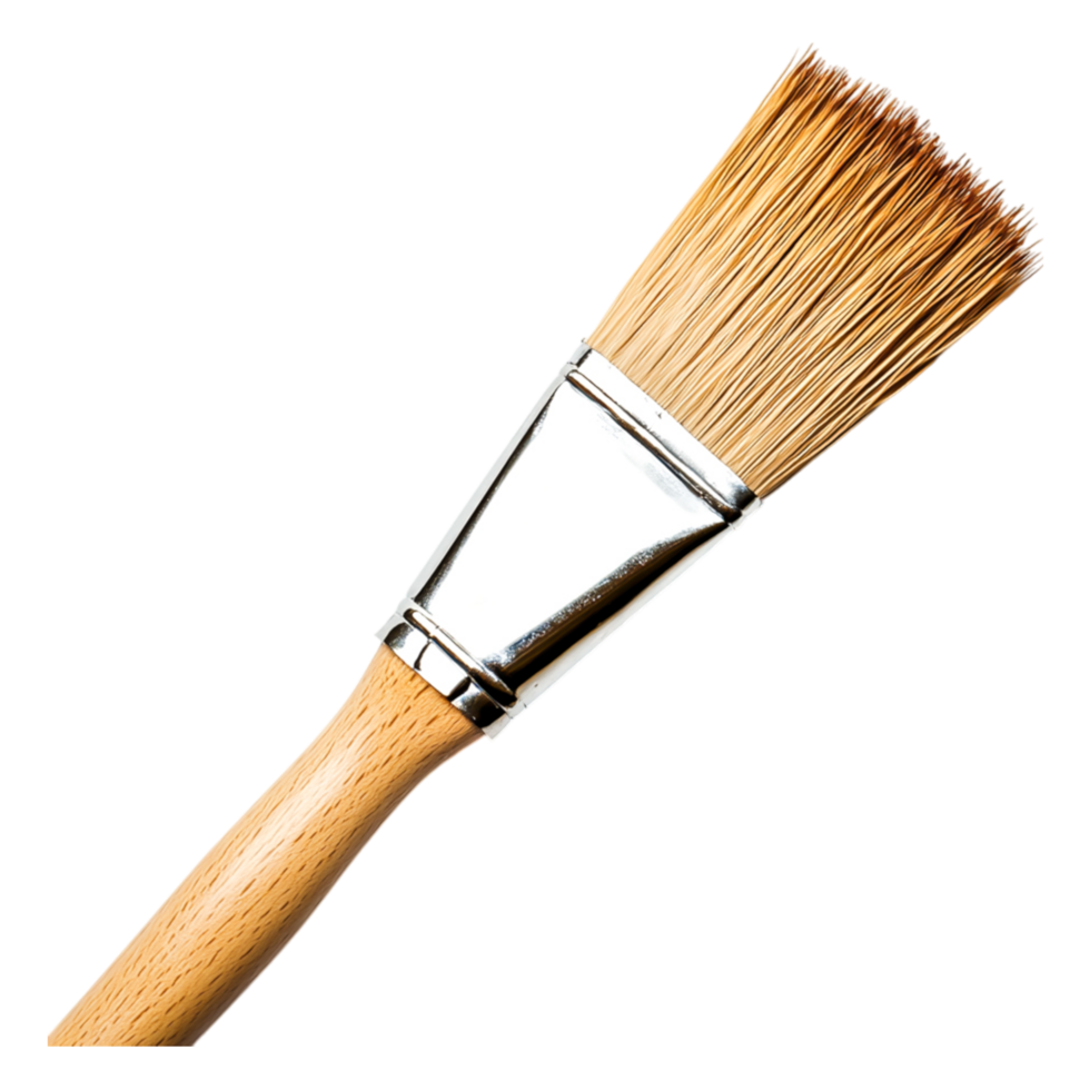 Detailed closeup of a High-Quality Paintbrush with Wooden Handle png