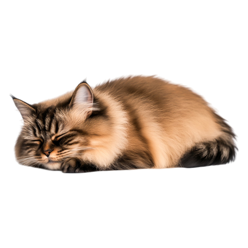 Fluffy Cat Sleeping Peacefully on Soft Surface in Warm Light png