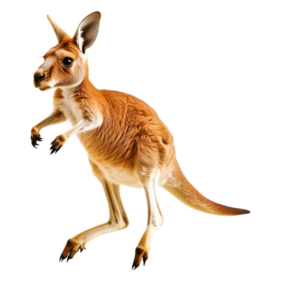 Playful Kangaroo in Natural Pose Isolated on png
