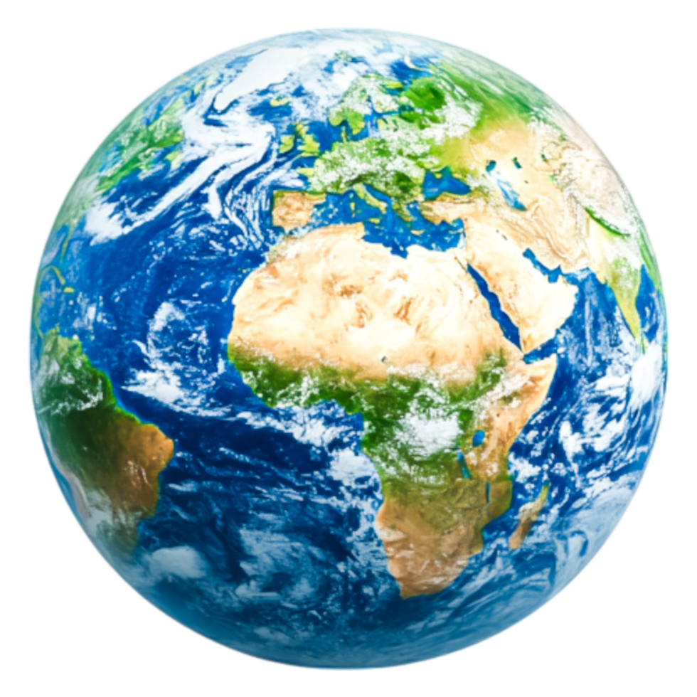 Detailed View of Earth Displaying Continents and Oceans from Space png