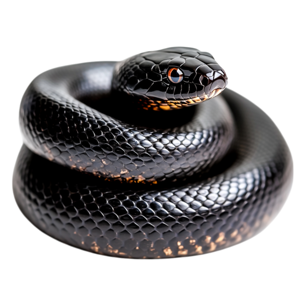 closeup View of a Black Snake with Glossy Scales and Bright Eyes png