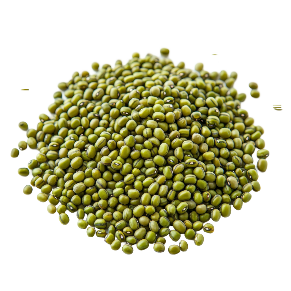 Heap of organic mung beans isolated on a transparent background showcasing their natural green color and texture, Heap of organic mung beans isolated png