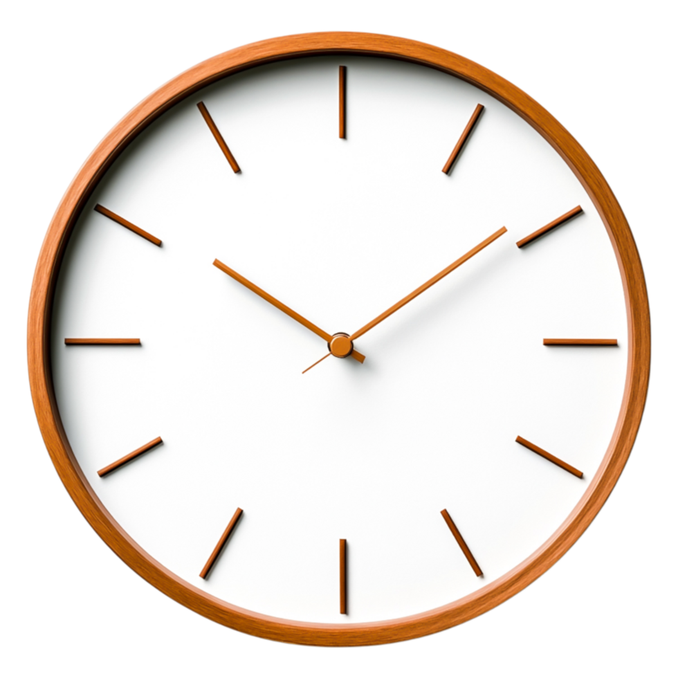 Simple Wooden Clock with Minimalist Design on png