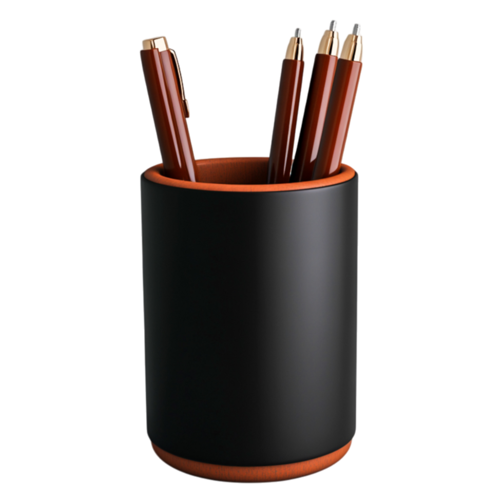 Elegant Desk Organizer with Brown and Black Color Scheme png