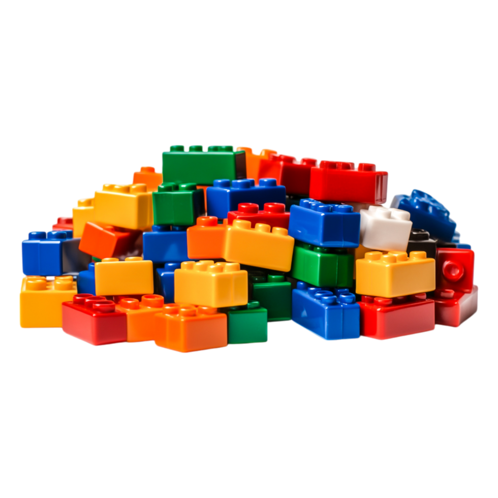 Colorful Building Blocks in a Mixed Pile for Creative Playtime png