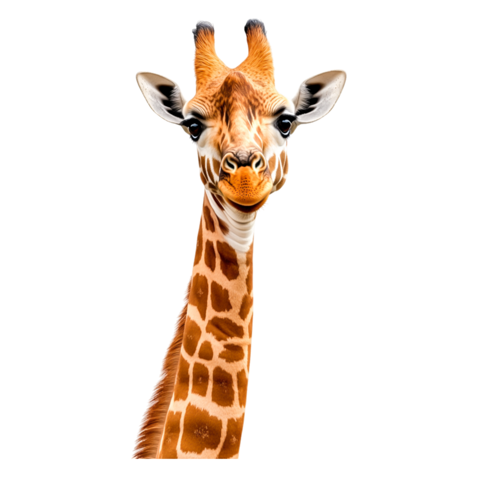 closeup of a Playful Giraffe with Bright Eyes and Unique Patterns png