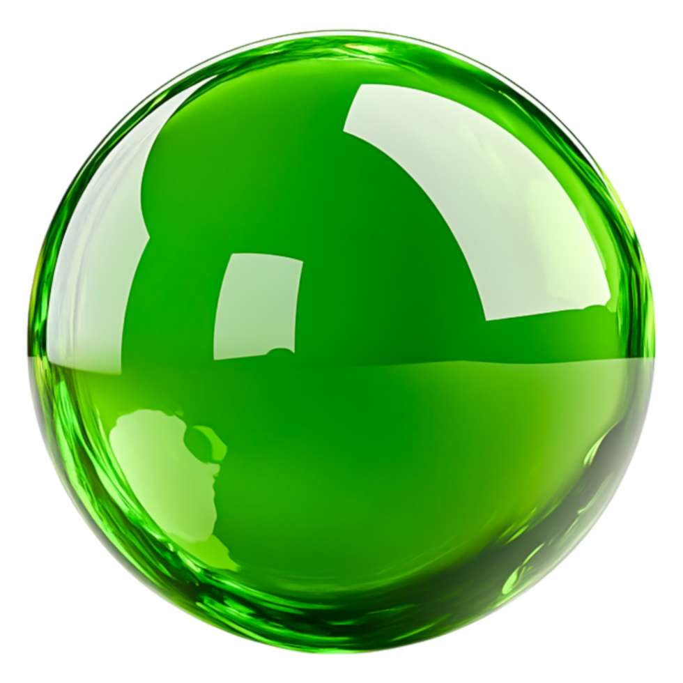 Luminous Green Sphere with Glossy Surface and Smooth Texture png