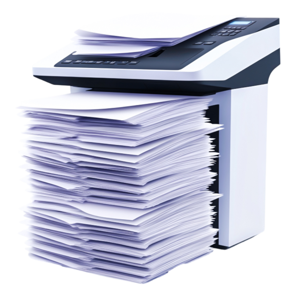Printer with Stack of Paper Ready for Printing and Copying Tasks png