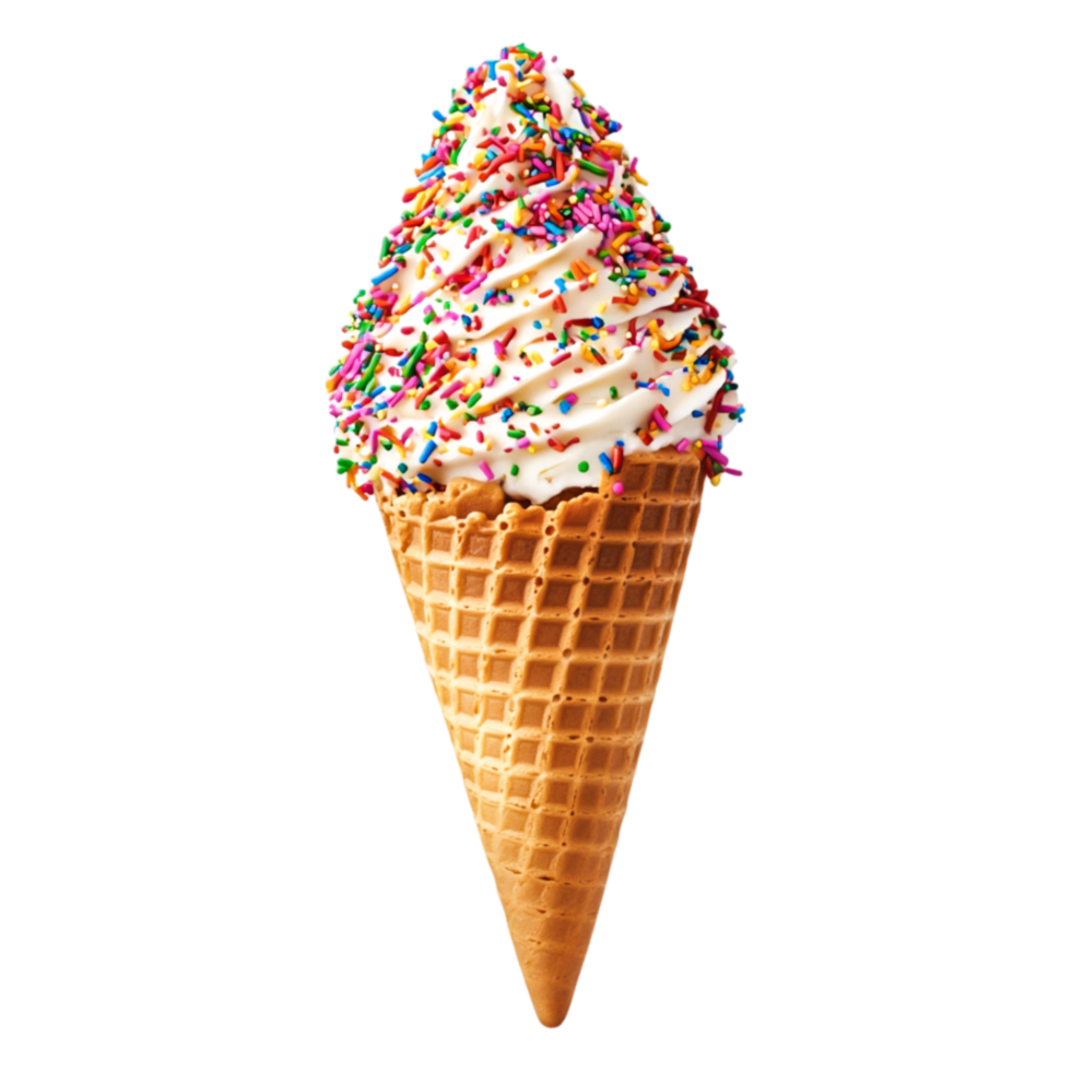 Delicious Ice Cream Cone with Colorful Sprinkles on Top png