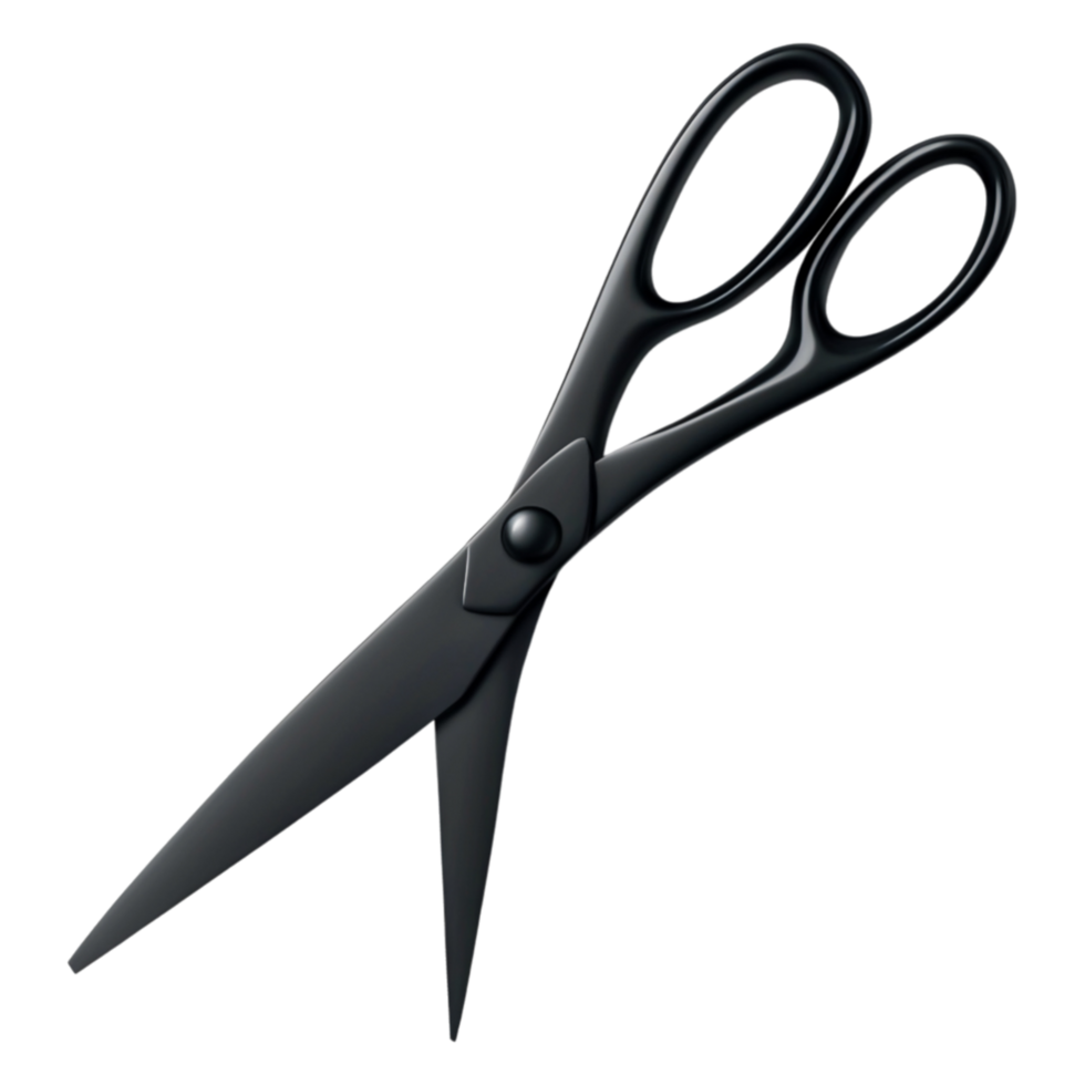 Black Scissors with Smooth Handles on a png