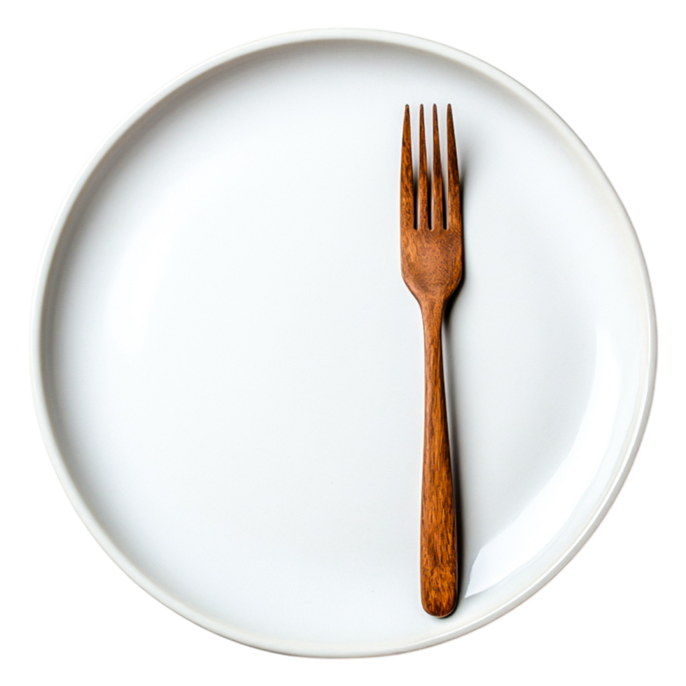 Minimalist Plate with Wooden Fork in Elegant Presentation Style png