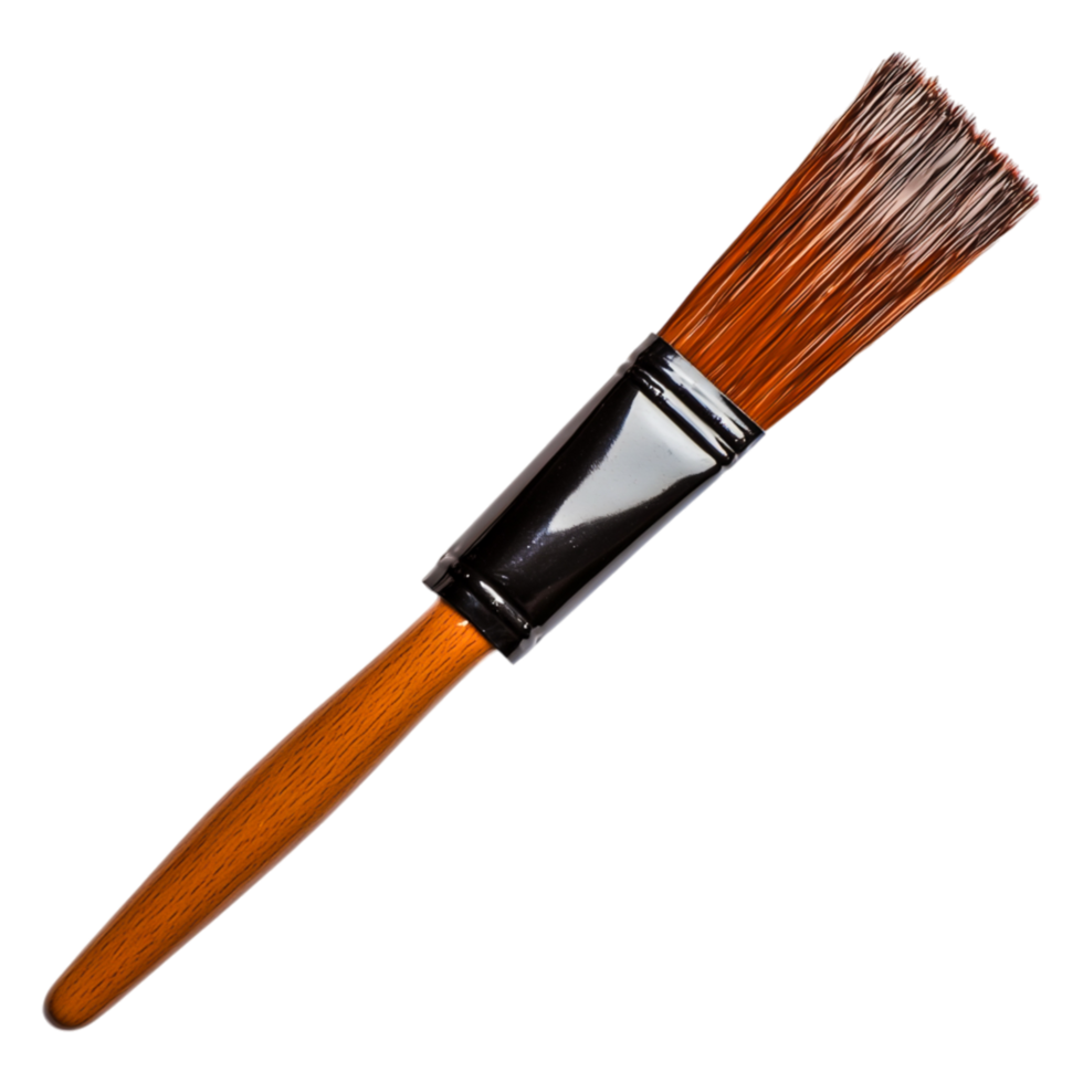 High-Quality Paint Brush with Wooden Handle and Bristles Detail png