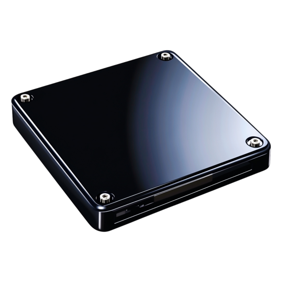 Sleek Black External Hard Drive on a Plain Background for Storage Solutions png