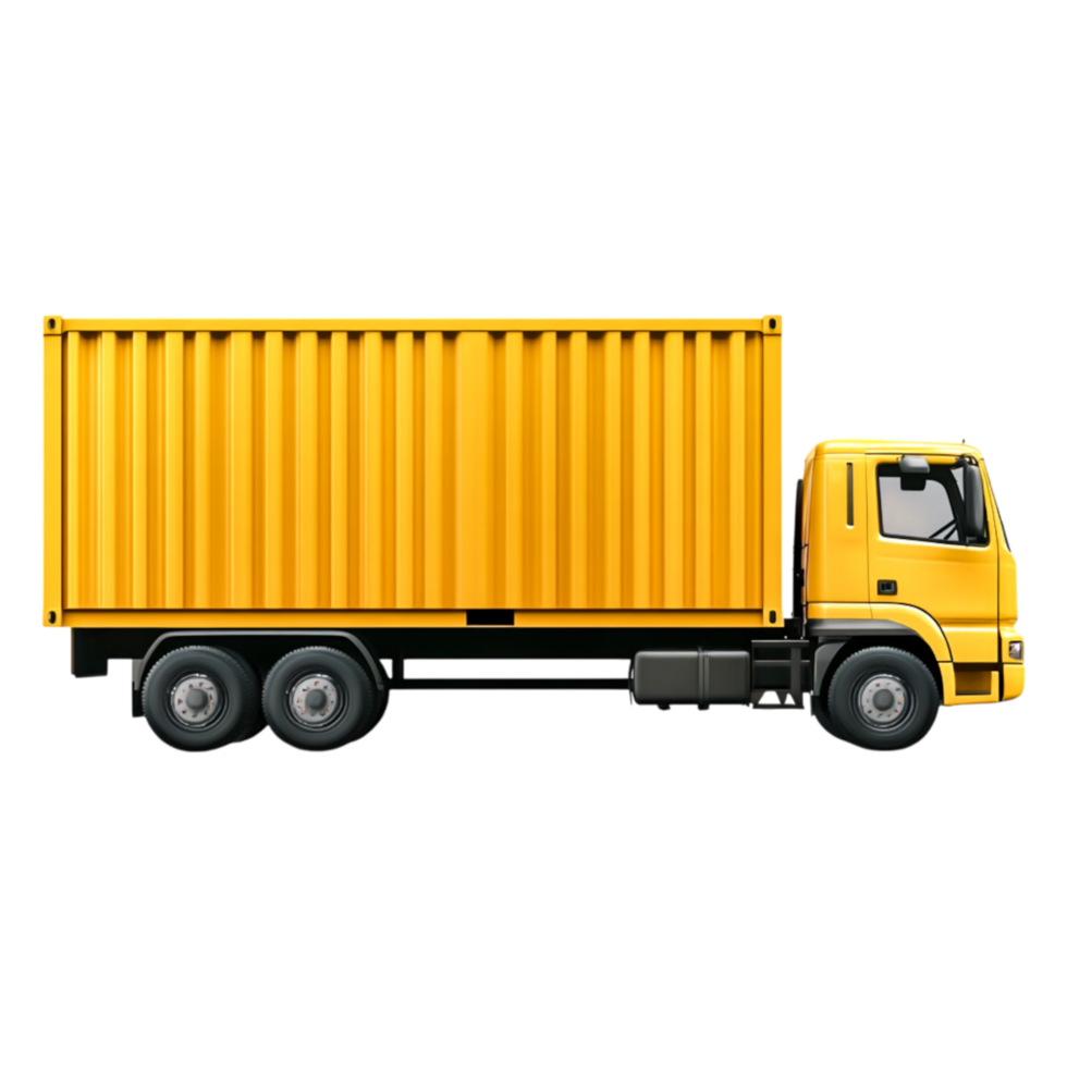 Bright Yellow Freight Truck with Container for Transportation Needs png