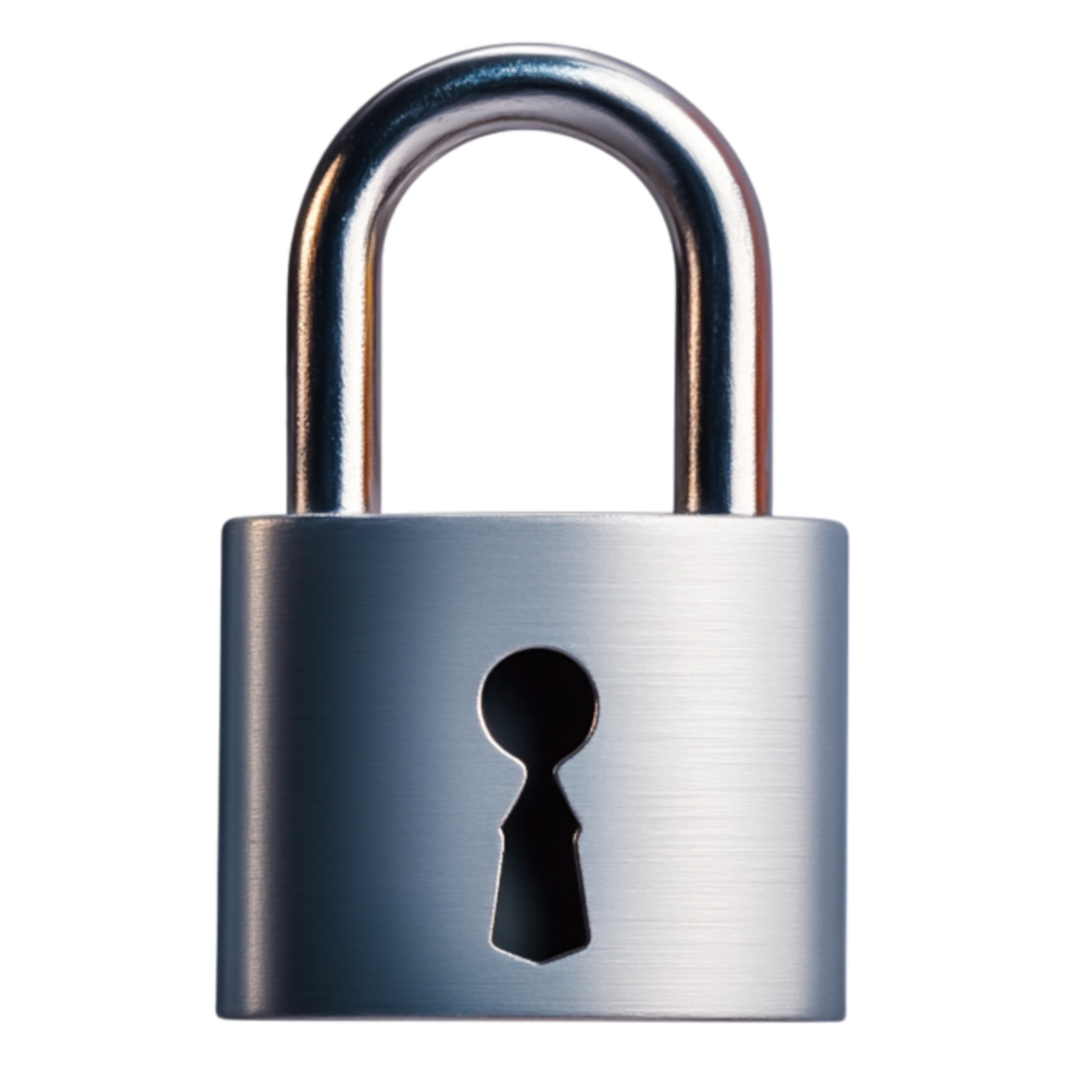 Silver Padlock with Keyhole Isolated on png