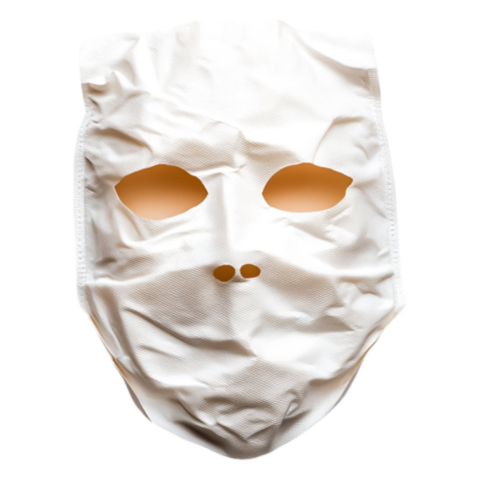 Abstract White Mask with Hollow Eyes and Wrinkled Texture png