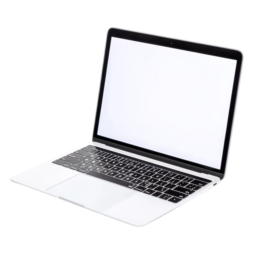 Sleek Open Laptop with Blank Screen on png