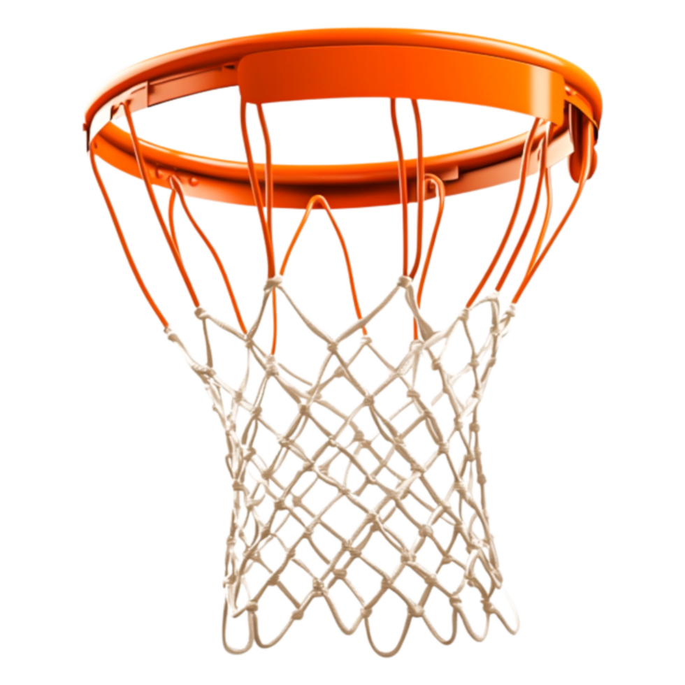 Crisp Orange Basketball Hoop with White Net on Transparent Background png