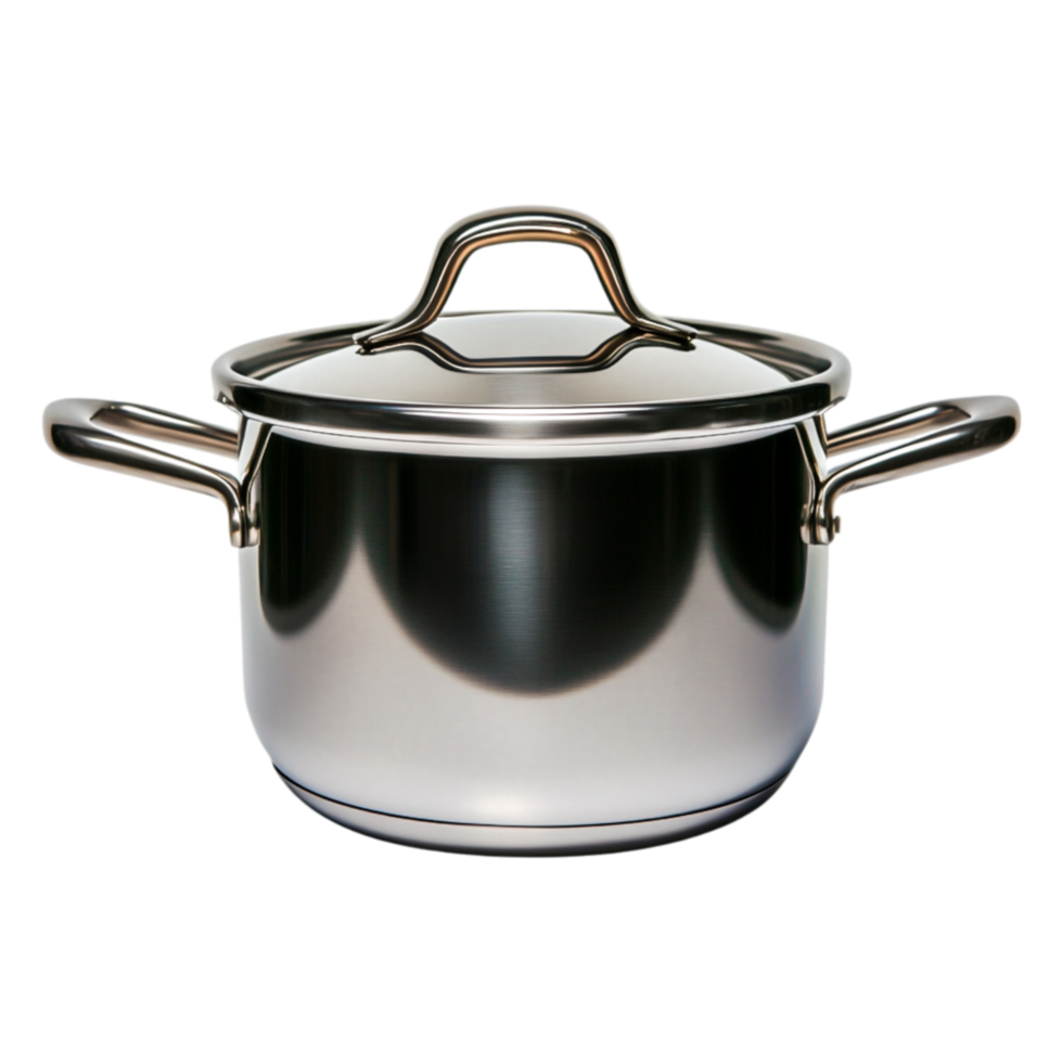 Sleek Stainless Steel Cooking Pot with Lid and Elegant Handle Design png