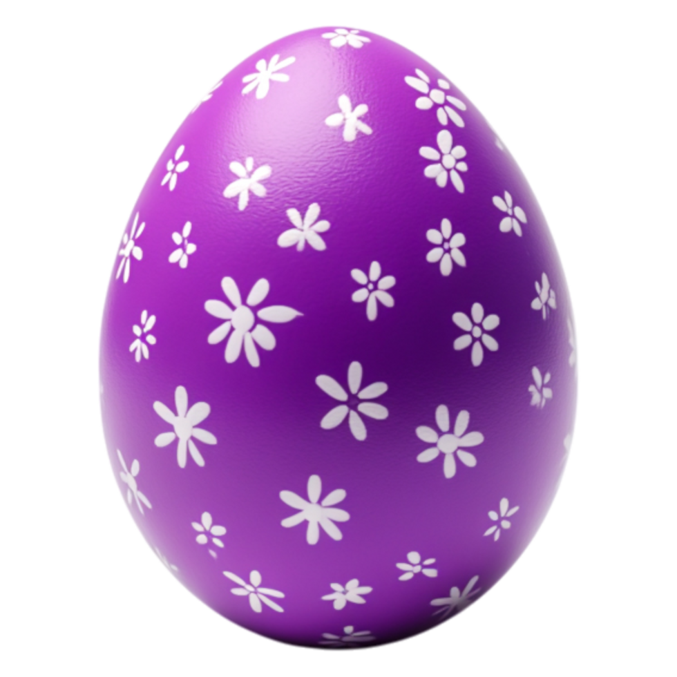 Colorful Purple Easter Egg with White Flower Patterns Design png