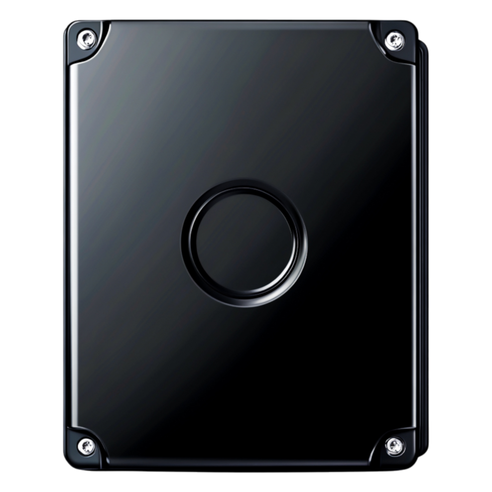 Modern Black External Hard Drive with Secure Design and Finish png