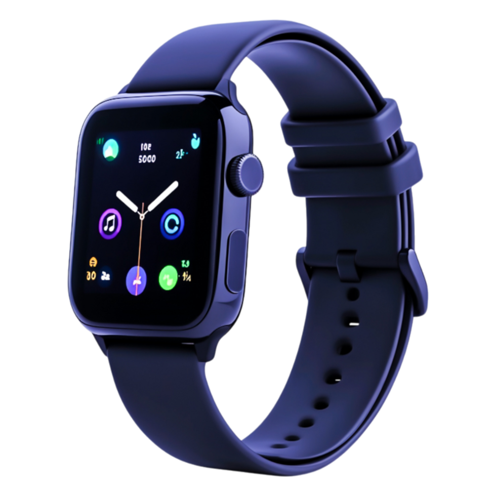 Sleek Smart Watch with Modern Interface and Colorful Touchscreen Display png