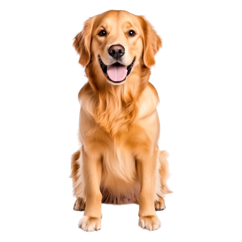 Happy Golden Retriever Sitting with Friendly Expression in Studio png