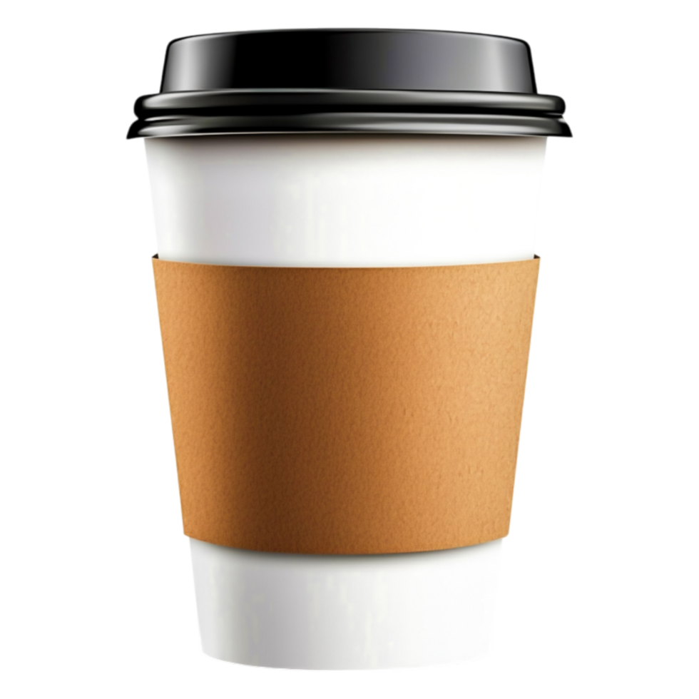 Disposable Coffee Cup with Sleeve on Plain Background for Beverage Use png