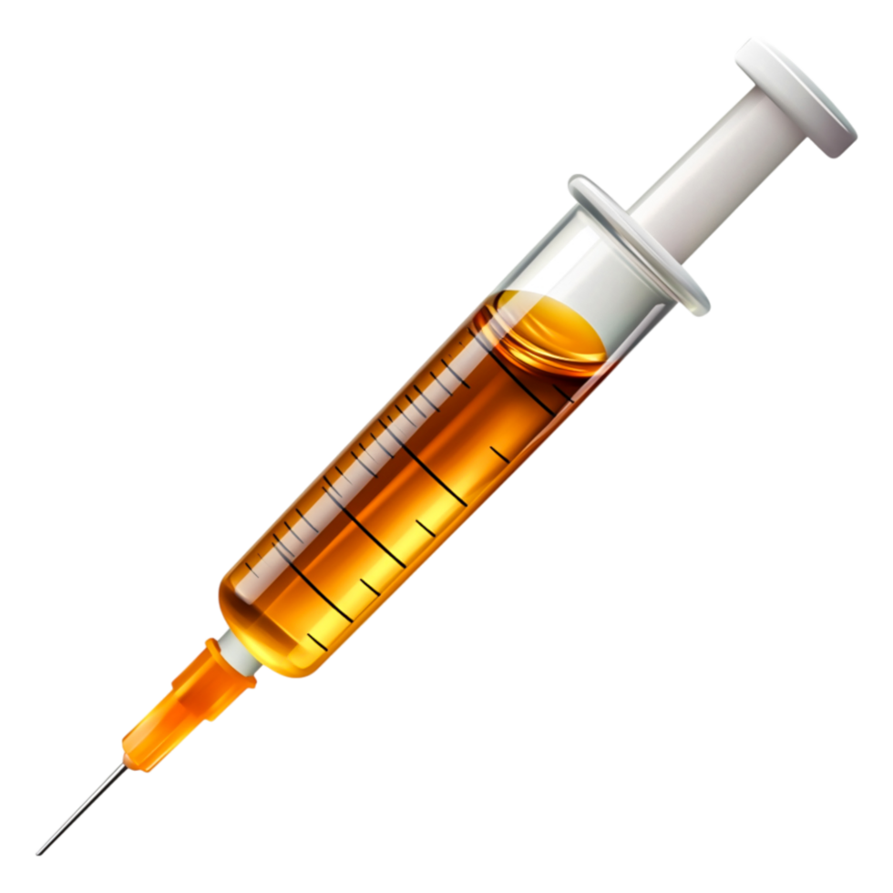 Syringe Filled with Orange Liquid for Medical and Laboratory Use png