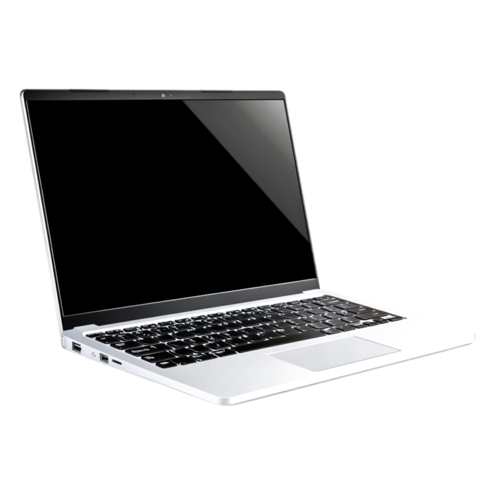 Sleek Silver Laptop on a for Technology Photo png