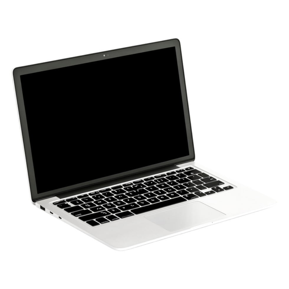 Modern Laptop with Open Screen on for Creative Use png
