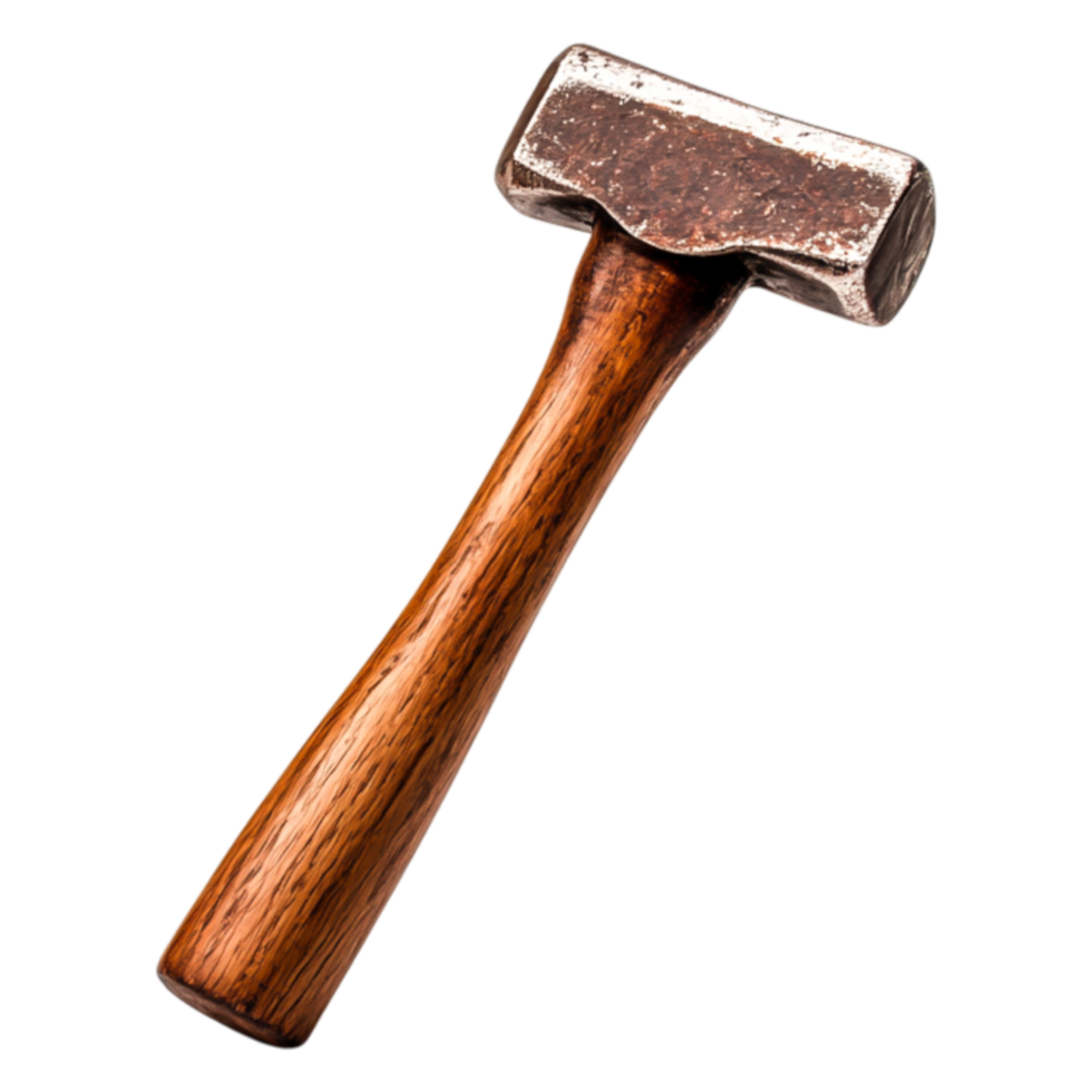 Rustic Hammer with Wooden Handle on a png