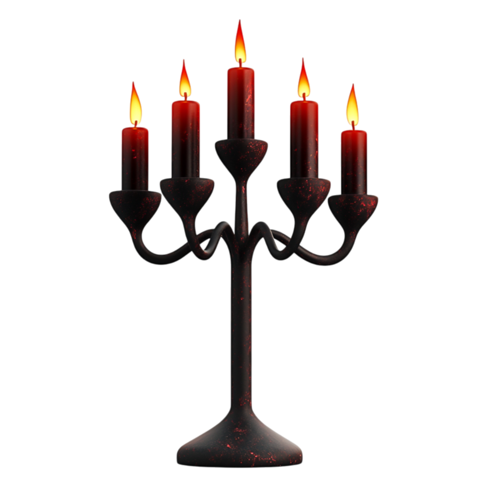 Dark and Spooky Candelabrum with Flickering Red Candles png