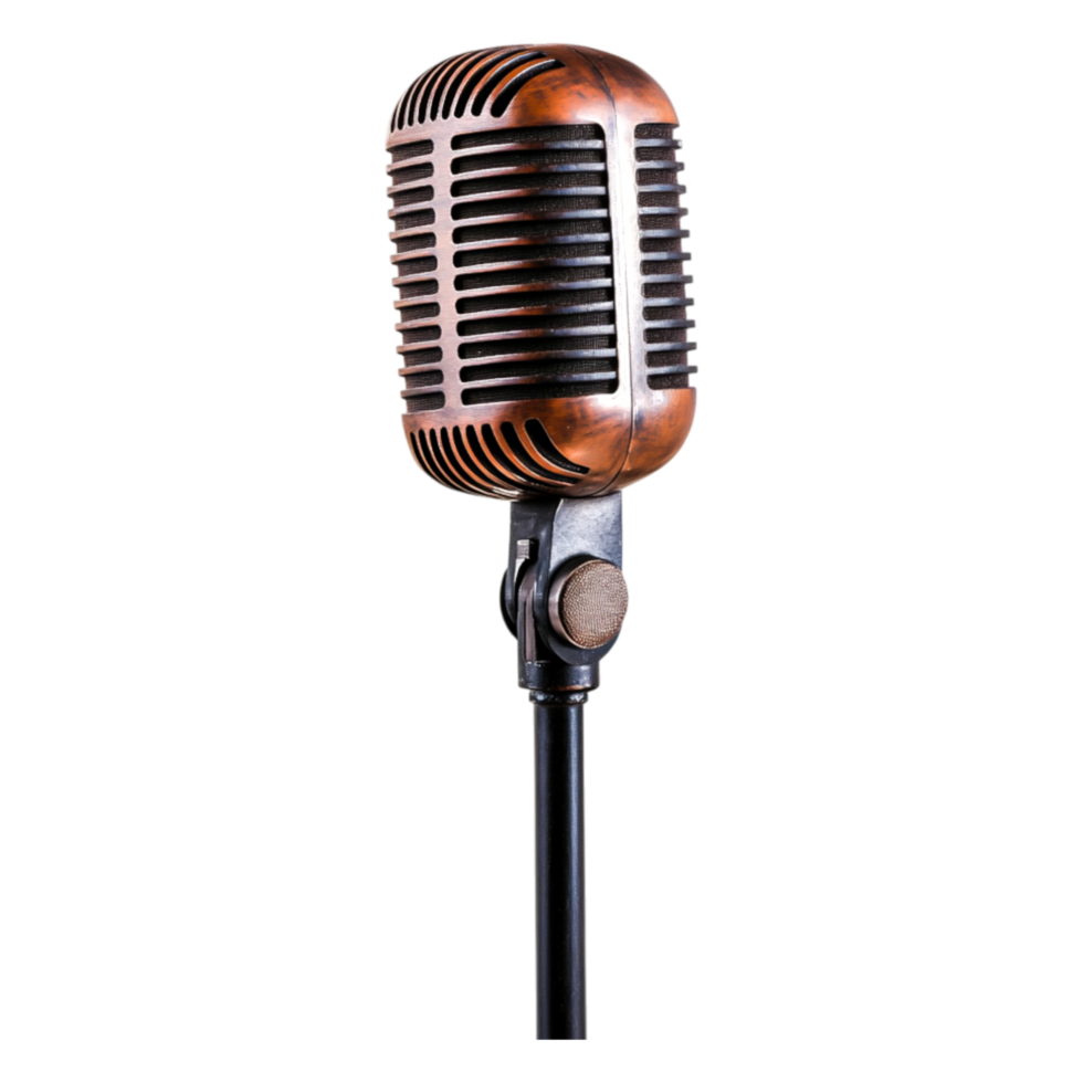 Classic Vintage Microphone on Stand Isolated on png
