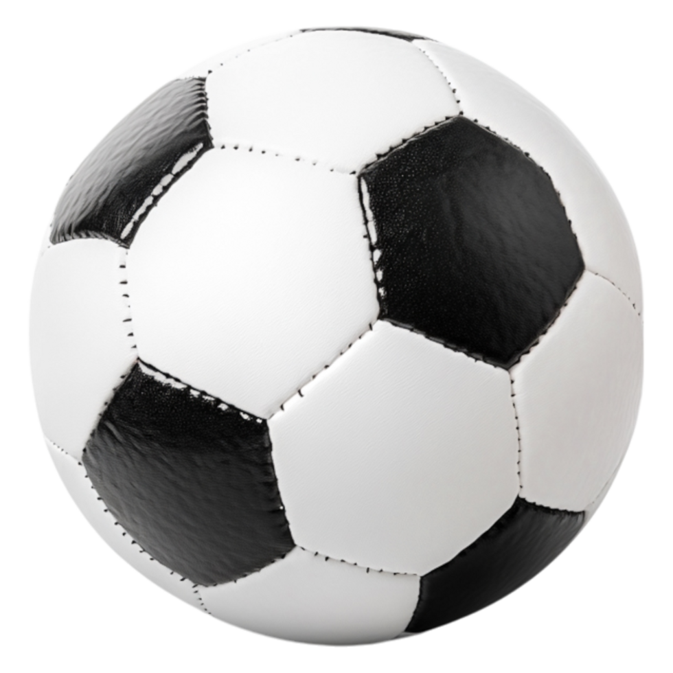 Classic Soccer Ball with Black and White Hexagonal Panels Design png