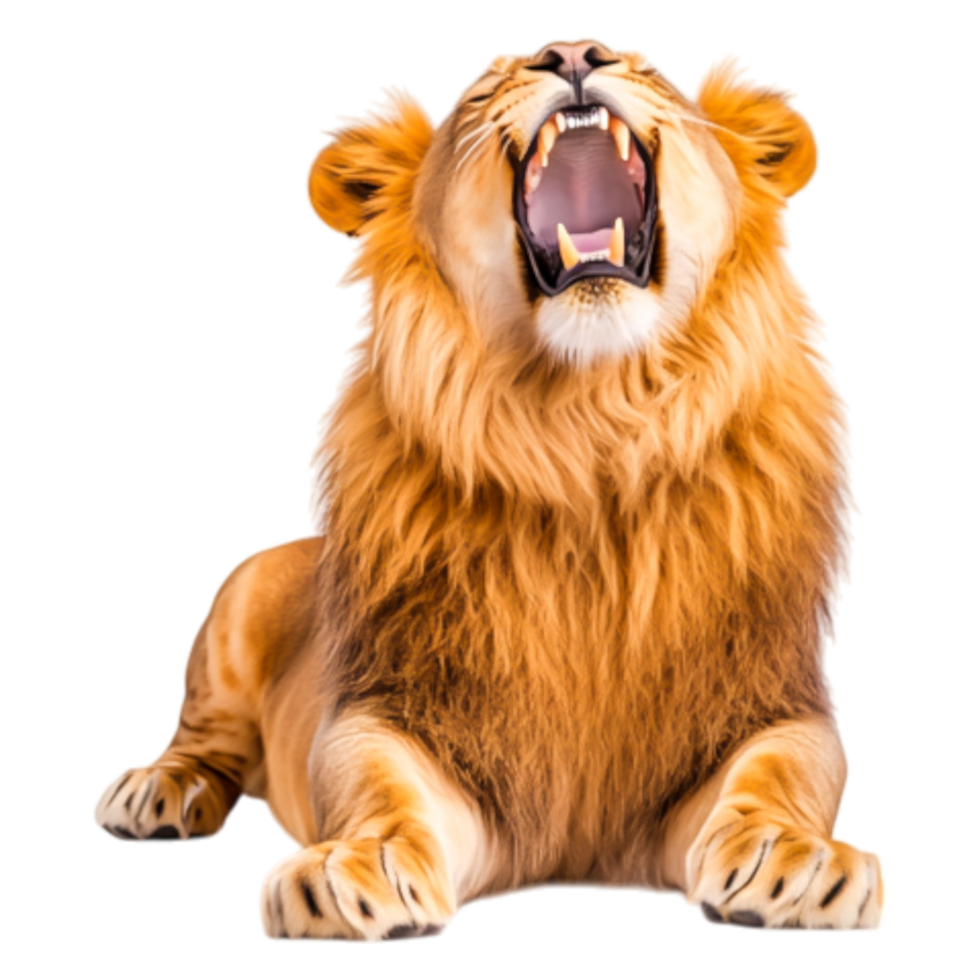 Captivating Lion Roaring With Majestic Mane in Natural Setting png