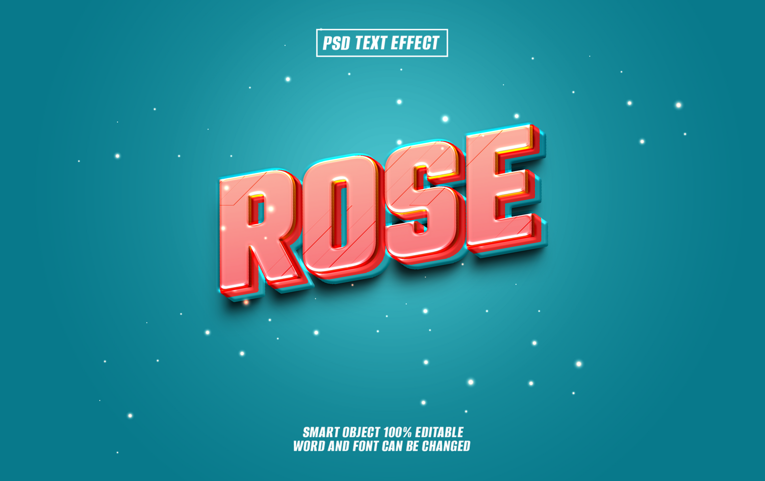 3D rose text effect, editable, psd