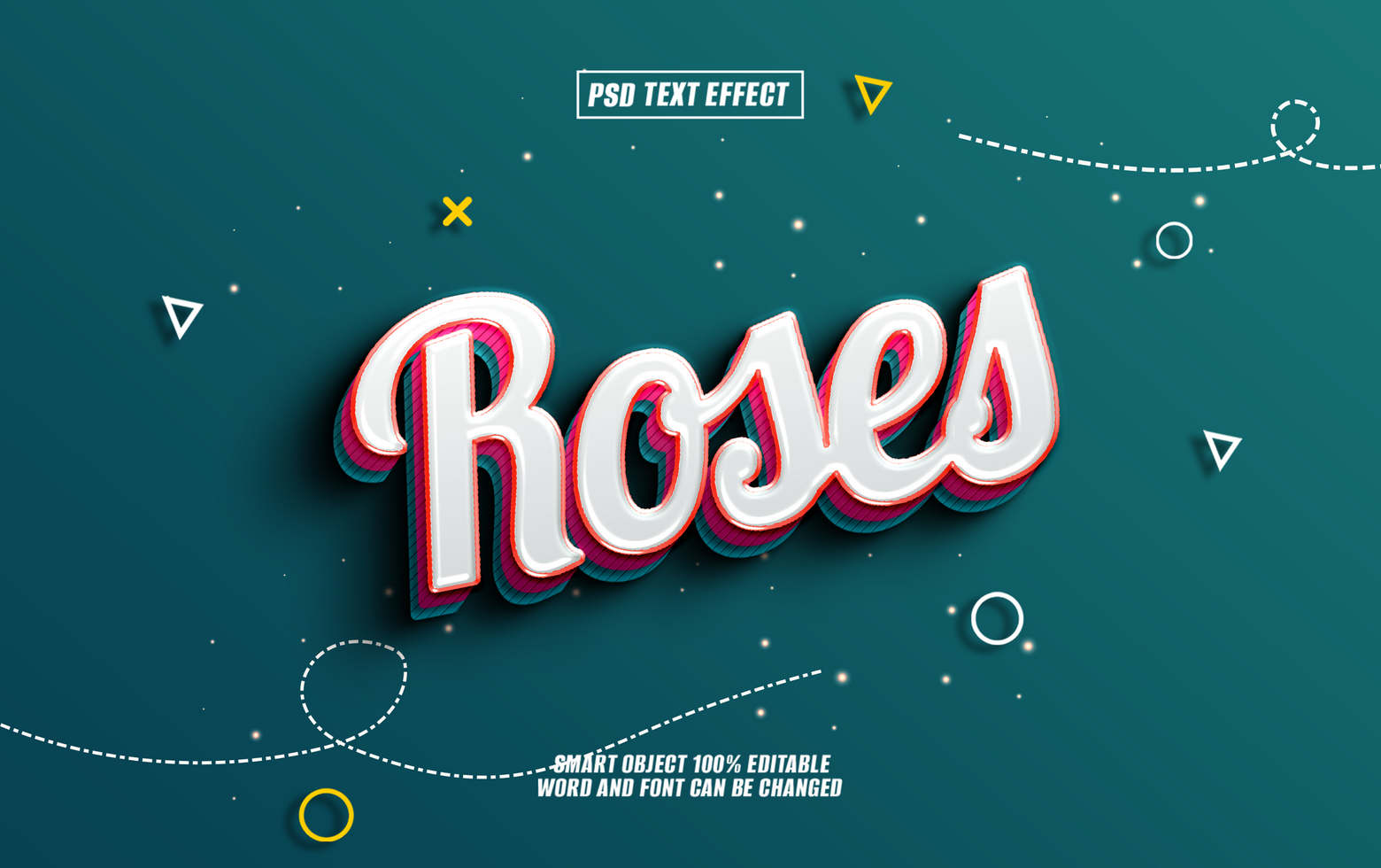 3D text effect roses editable font psd
