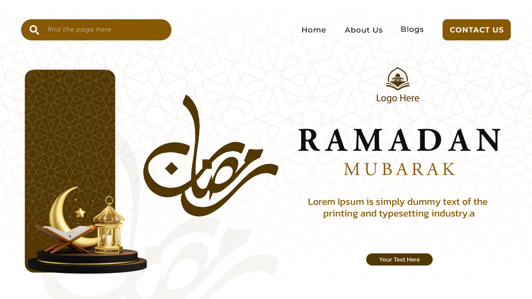 Ramadan mubarak website template psd