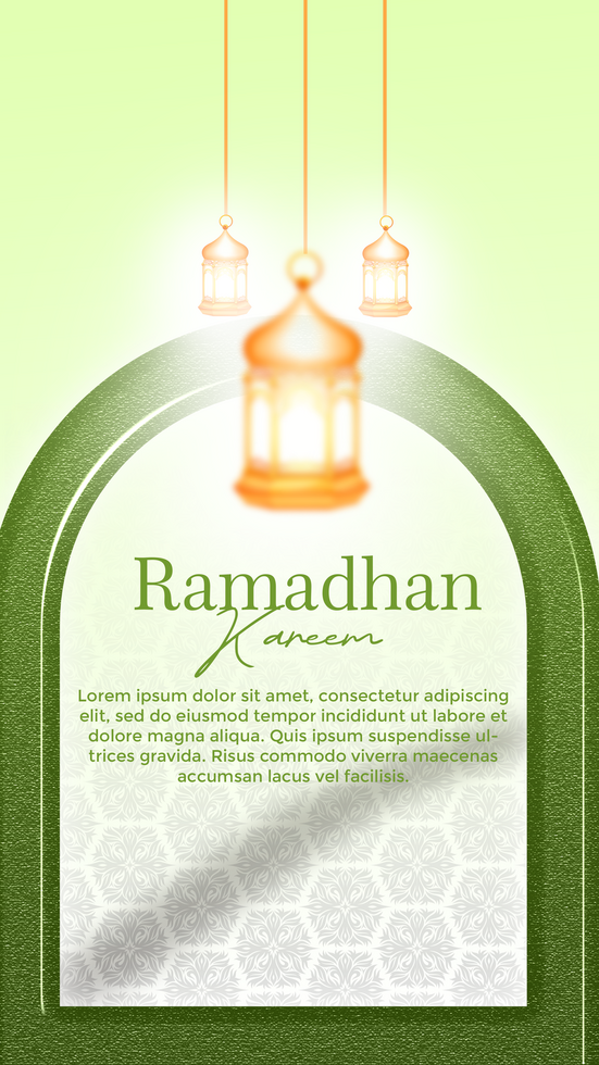 Ramadan kareem greeting card with lanterns psd