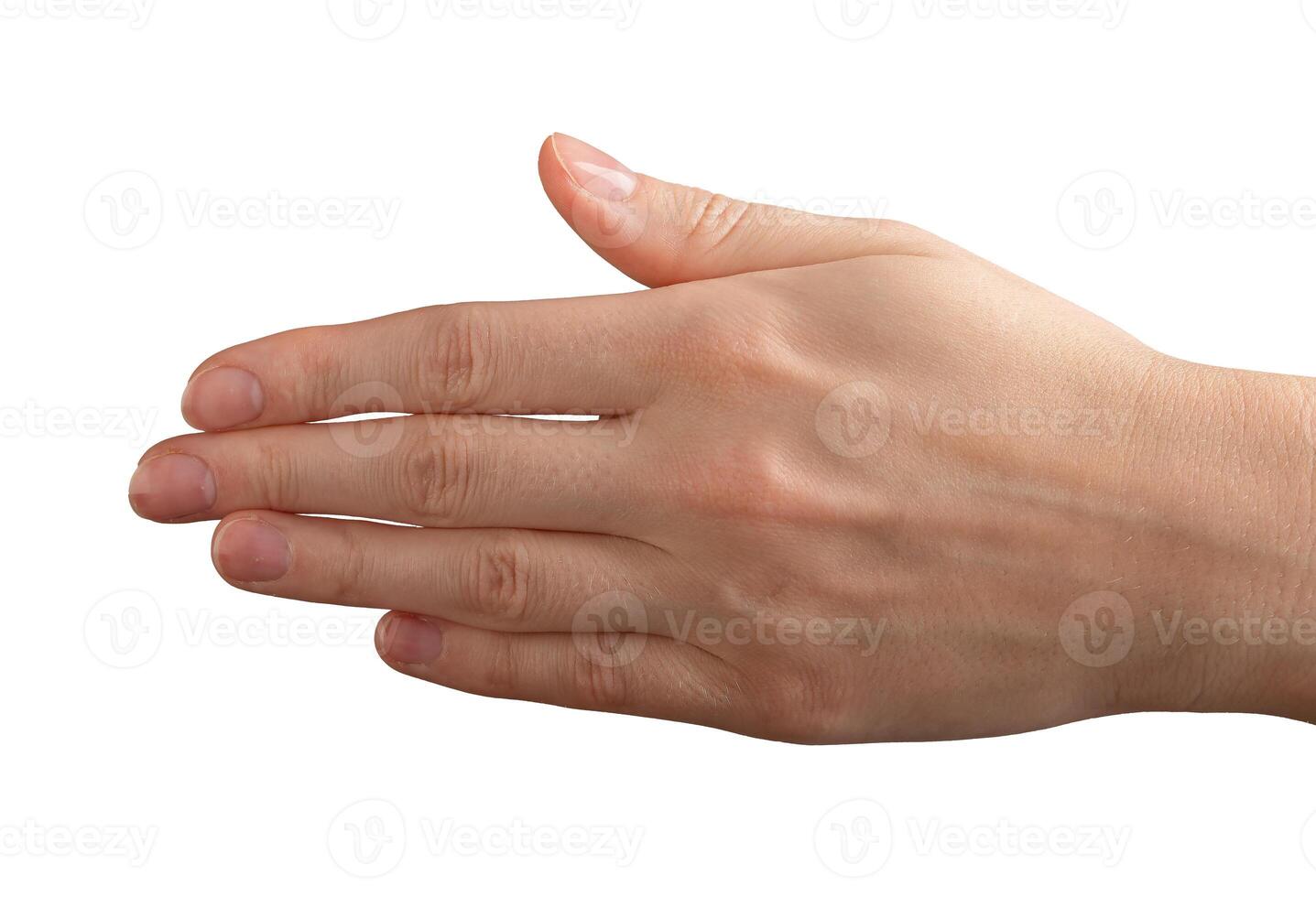 Female hands with glossy, polished nails, elegantly demonstrating wellness, skincare, and self-care. photo
