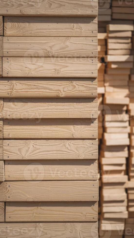 A pile of wooden planks stacked together photo