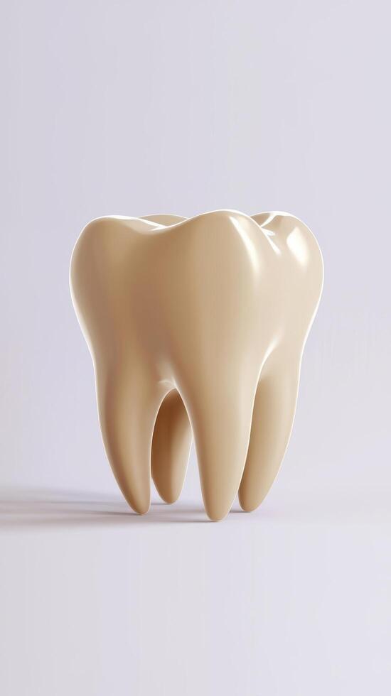 One tooth on a white background 3d render photo