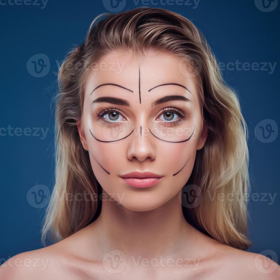 A woman with a face mask on her face photo