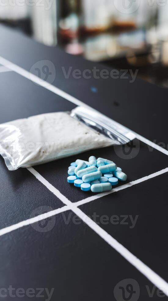 A bag of pills and a bag of pills on a table photo