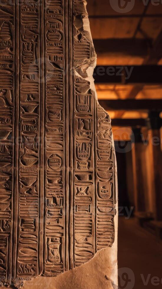 Ancient egyptian writing on a stone wall photo