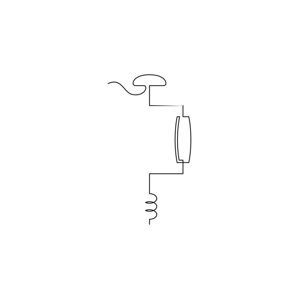 one line art bit brace drill illustration. line art, one continuous line, simple, hand drawn and sketch style. for icons, symbols, signs or logos vector
