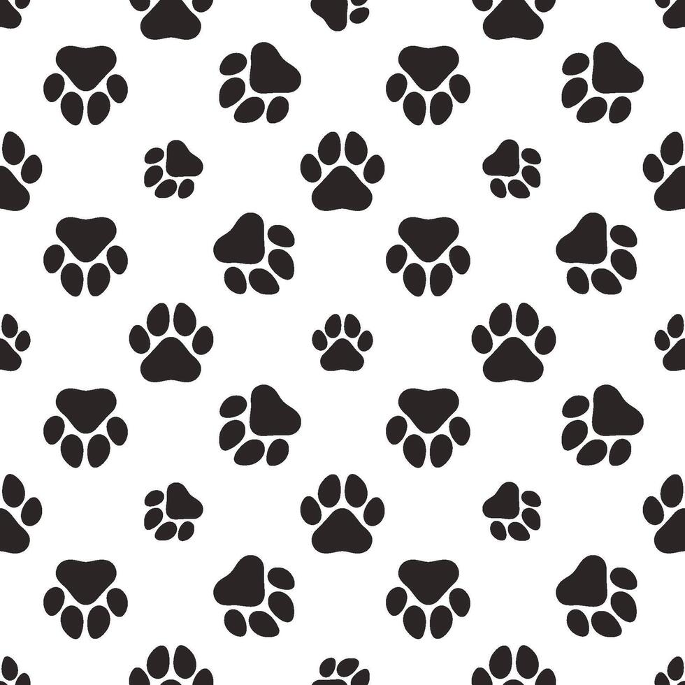 Seamless pattern with dog or cat paw footprints, animal print vector