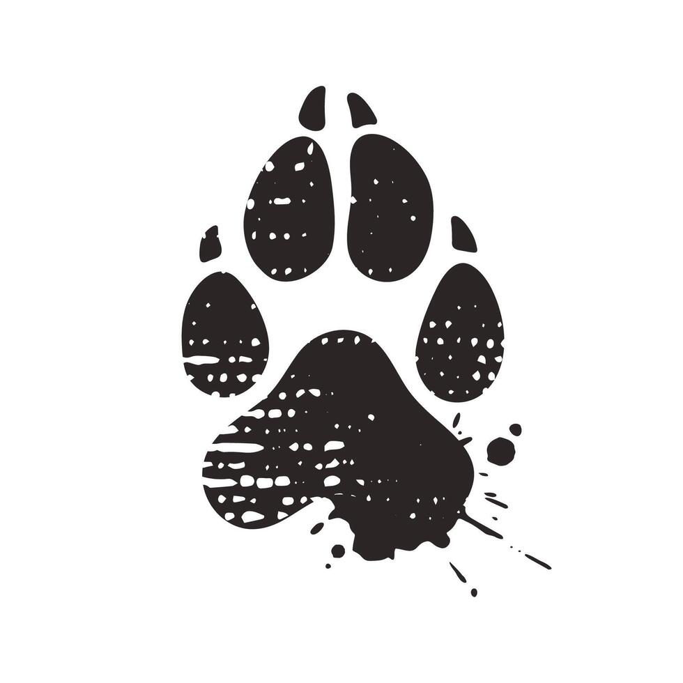 Dog paw print icon. Animal footprint in grunge style, illustration vector